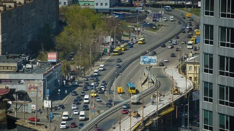 Elevated View Over Kiev City, Ukraine - Time Lapse. 2017 스톡 동영상 74748954