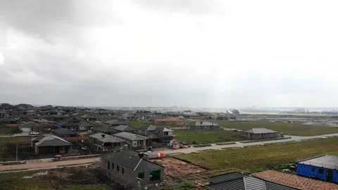 Elevated View over Large House Construction Estate Outer Urban Aerial 4K Stock Footage 139123747