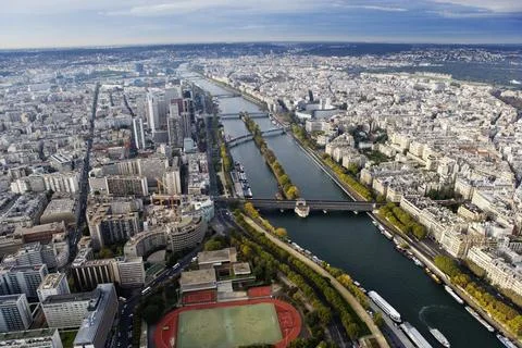 Elevated view of the Paris cityscape. Stock Photos