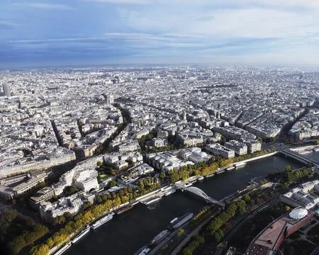 Elevated view of the Paris cityscape. Stock Photos