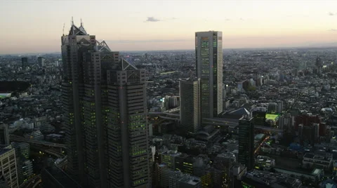 Elevated View of Park Tower and Opera City and Nishi Shinjuku District Video stock 50501616