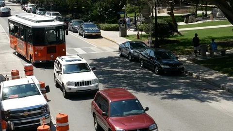 Elevated view of passing tram, St. Augustine, Florida, United States. 스톡 동영상 115886890