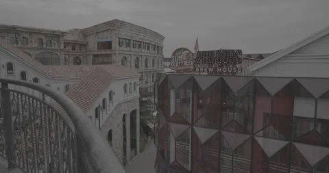 Elevated View of Phu Quoc Brew House and Pedestrian Street in Sunset Town Stock Footage 347155788