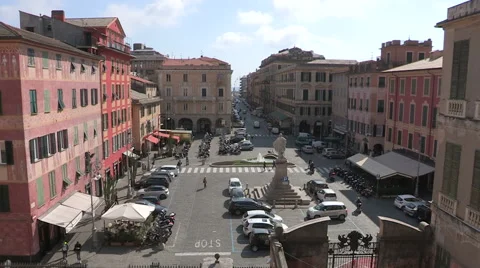 Elevated view of Piazza Matteotti in Chiavari Stock Footage 56800160