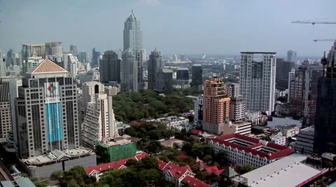 Elevated View of Ploenchit and Sukhumvit District. Bangkok Stock Footage 38607300