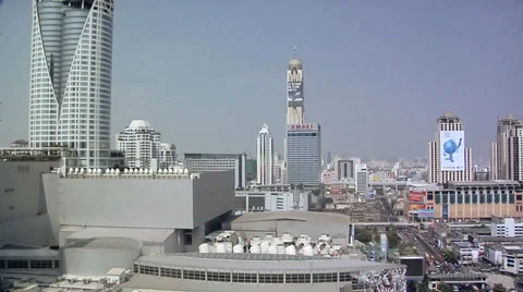 Elevated View of Pratunam District looking North. Bangkok Video stock 38607282