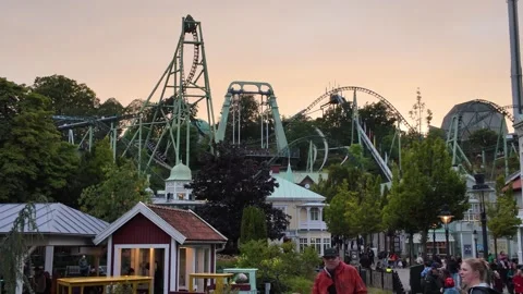 Elevated View of Roller Coasters Vidéo 347681425