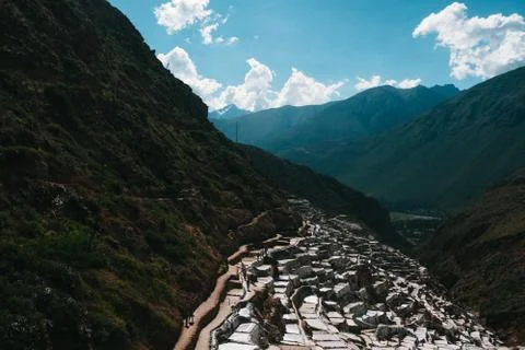 Elevated view of salt mines Foto stock