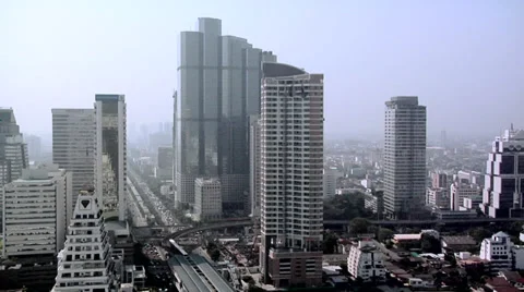Elevated View of Sathon  District  Bangkok Stock Footage 38607368