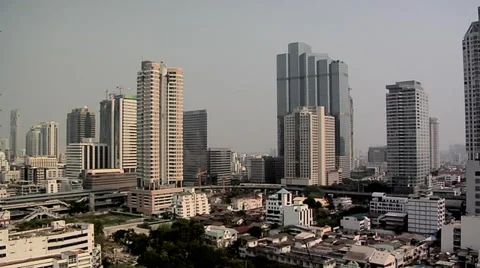 Elevated View of Sathon  District late Afternoon  Bangkok Stock Footage 38607387