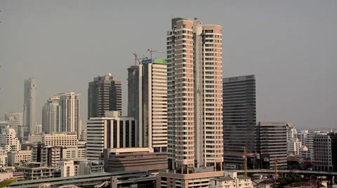 Elevated View of Sathon  District late Afternoon  Bangkok Stock Footage 38607442
