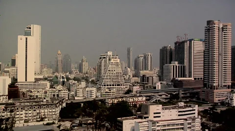 Elevated View of Sathon  District late Afternoon  Bangkok Stock Footage 38607506