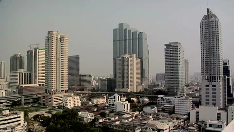 Elevated View of Sathon District late Afternoon Bangkok Stock Footage 327889242