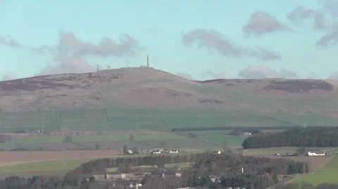 Elevated view of Sidlaw Hills and Kingsway Retail Park Dundee Scotland Stock Footage 36639337