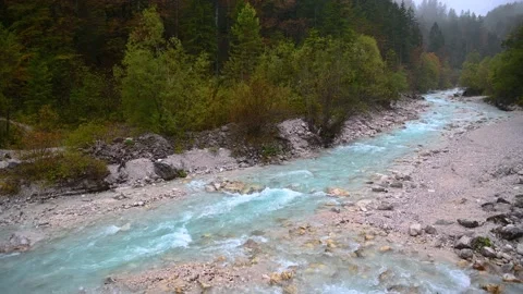 Elevated view of small river Triglavska Bistrica Stock-Footage 141315985