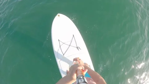 Elevated view of standup paddle board on water Stock Footage 141364862
