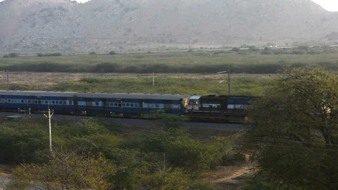 Elevated view of train moving forward Stock Footage 102705588