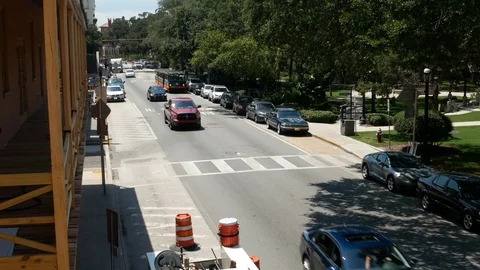 Elevated view of Trolley Tour St. Augustine, Florida, United States. Vidéo 115901462