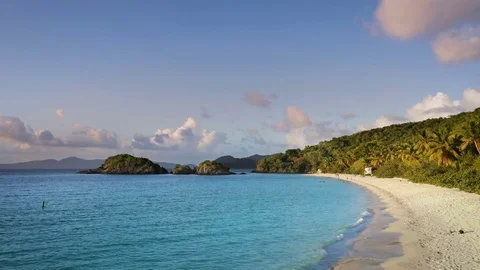 Elevated view of Trunk Bay, St John, with audio Stock Footage 77403517