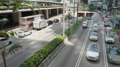 Elevated View of Urban Traffic in Hong Kong Stock-Footage 336649357