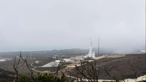 Elevated view of Vandenberg Air Force Base with low lying cloud 動画素材 83616455