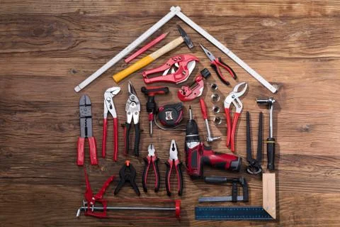 Elevated View Of Various Worktools Stock Photos