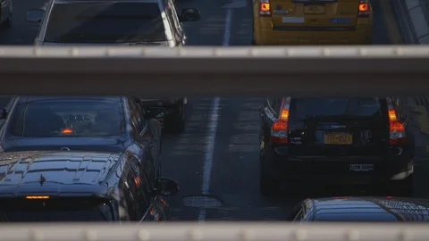Elevated View of Vehicles on Manhattan Bridge Stock Footage 121289662