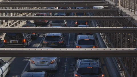 Elevated View of Vehicles on Manhattan Bridge Stock-Footage 121289664