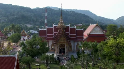 Elevated view of the Wat Chalong Temple Stock Footage 61122751