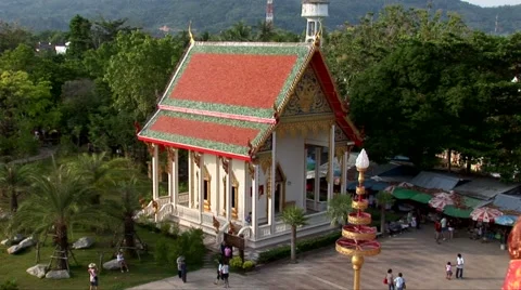 Elevated view of the Wat Chalong Temple Stock Footage 61122798