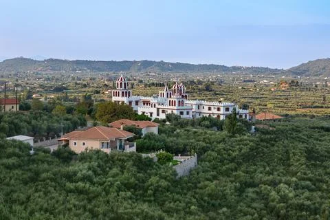 Elevated views of Eleftherotria Monastery Stock Photos