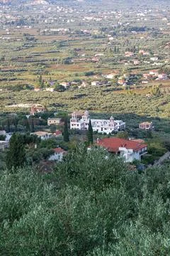 Elevated views of Eleftherotria Monastery Foto stock
