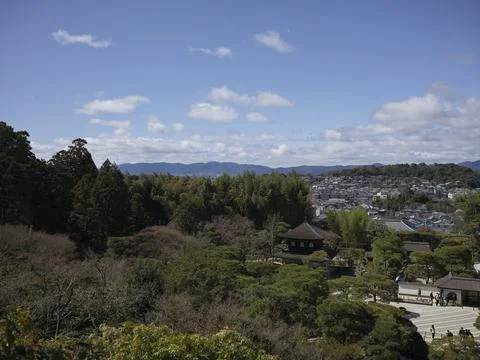 Elevated views over Kyoto rooftops from the Ginkakuji hill, Japan Stock Photos