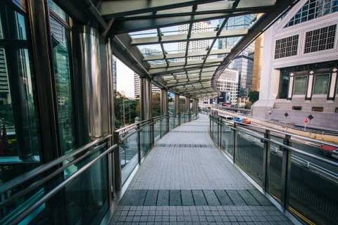 Elevated walkway at Central, in Hong Kong, Hong Kong. Stock Photos