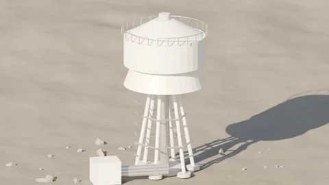 Elevated water tower storage tank rotating loop Stock Footage 342036323