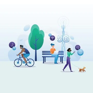Elevating Communication 5G Visualized vector flat illustration Stock Illustration