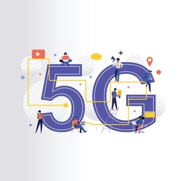 Elevating Communication 5G Visualized vector flat illustration Stock Illustration