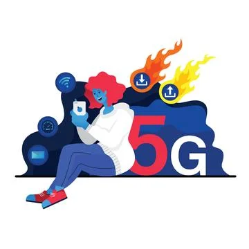 Elevating Communication 5G Visualized vector flat illustration Stock Illustration