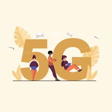 Elevating Communication 5G Visualized vector flat illustration イラスト素材