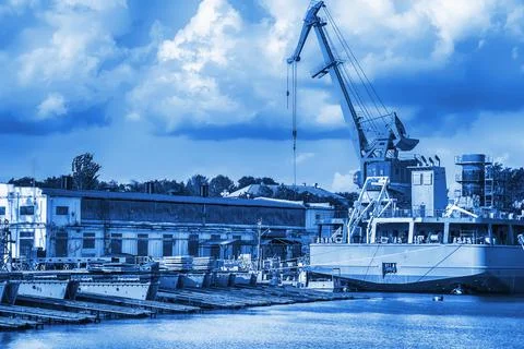 Elevating complex for transshipment of grain and oilseeds as part of a reload Stock Photos