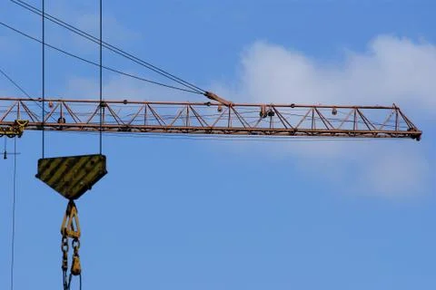 Elevating construction crane Stock Photos