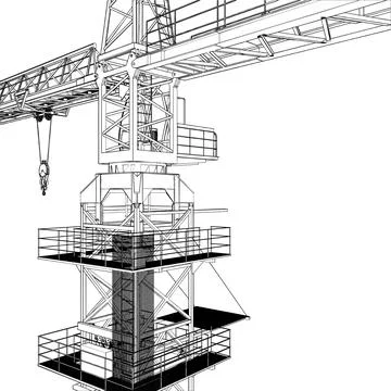 Elevating Construction Crane Vector. イラスト素材
