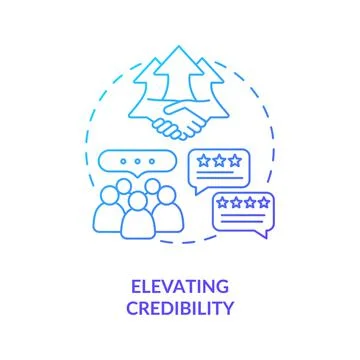 Elevating credibility navy gradient concept icon Stock Illustration