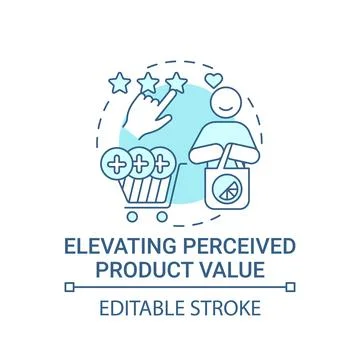 Elevating perceived product value concept icon Stock Illustration