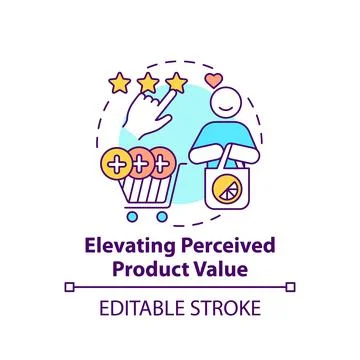 Elevating perceived product value concept icon Stock Illustration