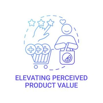 Elevating perceived product value concept icon Stock Illustration