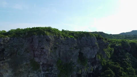 An Elevating Shot of the Cliff of a Pacific Island Coast Stock Footage 201855044