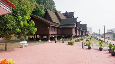 Elevating Side View of Melaka Sultanate Palace Museum Video stock 345114117