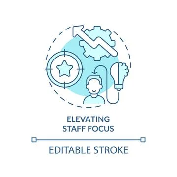 Elevating staff focus turquoise concept icon Stock Illustration