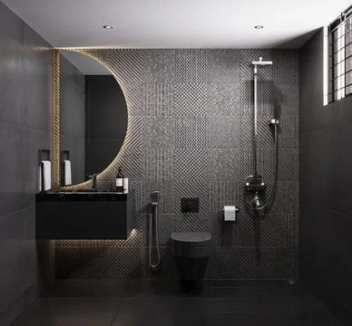 Elevating Your Bathroom Interior with Modern Sink and Ceramic Washbasin Desig Stock-Illustration